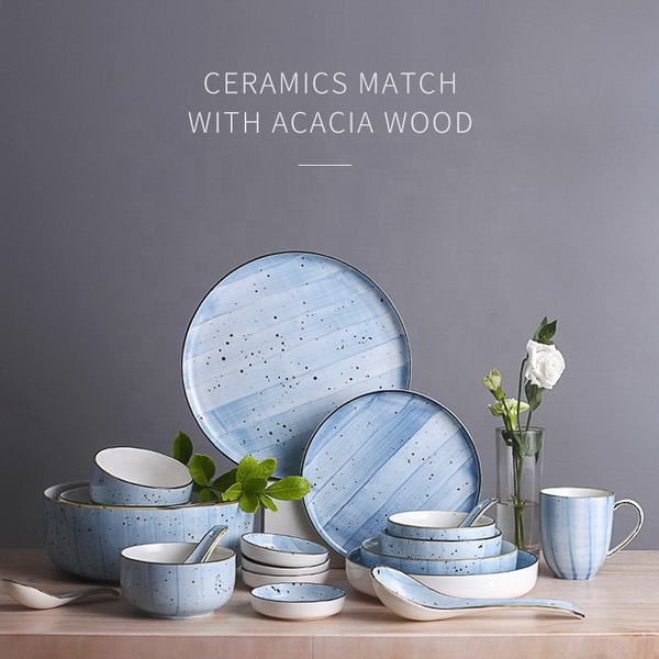 New Design European Style Ceramic Porcelain Dinnerware Plates Bowl Restaurant Dinner Set Tableware